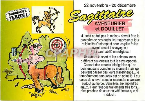 Moderne Karte Horoscope Verite 22 Nov 20 Dec Sagittaire Aventurier et Douillet