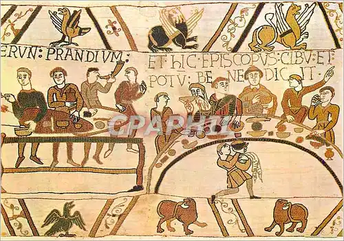 Moderne Karte Tapisserie de Bayeux Festin d'Honneur de Guillaume entoure de ses Barons et de l'Eveque Odon