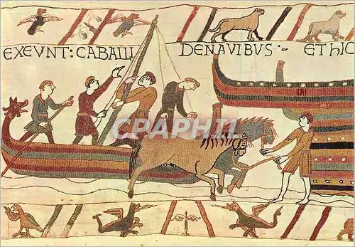 Cartes postales moderne Tapisserie de Bayeux XIeme Siecle Debarquement des Chevaux