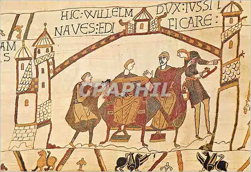 Moderne Karte Tapisserie de Bayeux Guillaume et l'Eveque Odon donnent l'Ordre de Construire une flotte