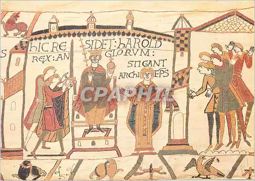 Moderne Karte Tapisserie de Bayeux Harold se fait Sarcrer Roi d'Angleterre