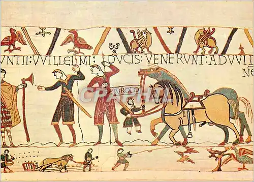 Moderne Karte Tapisserie de Bayeux XIeme Siecle Les Messagers de Guillaume viennent exiger la Liberation d'Har