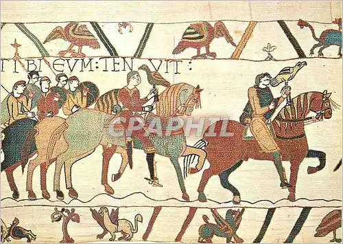 Cartes postales moderne Tapisserie de Bayeux Guy de Ponthieu emmene Harold prisonnier en son Chateau de Beaurain