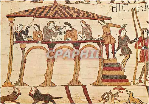 Moderne Karte Tapisserie de Bayeux Harold et ses Compagnons festoient Chateau de Bosham