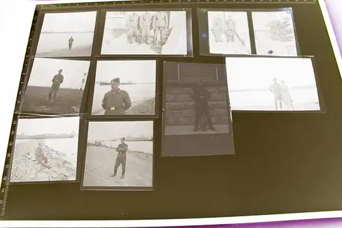neun tolle alte Negative  eines Soldaten der Luftwaffe  - Küste ?? Hafen ??? 