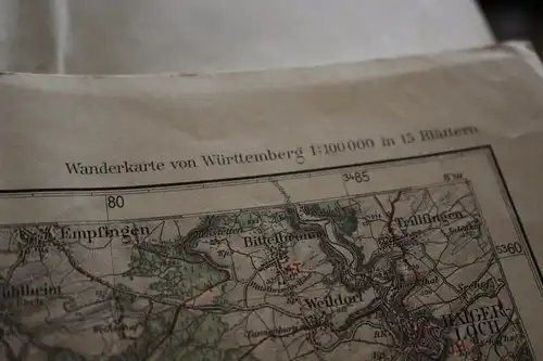 tolle alte Wanderkarte Württemberg Blatt 10 - Sulz Schramberg Tuttlingen 1931