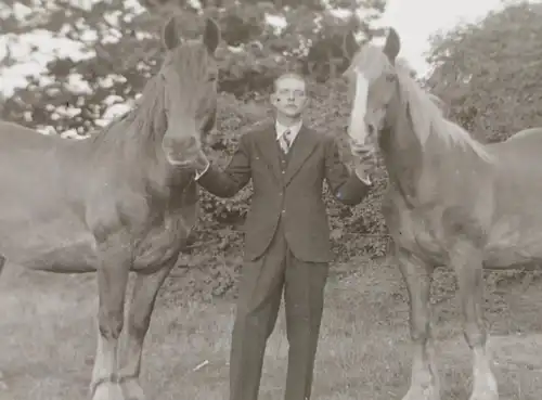 vier tolle alte Negative junger Mann mit seinen Pferden  ? - 1910-30 ?? Ort ??