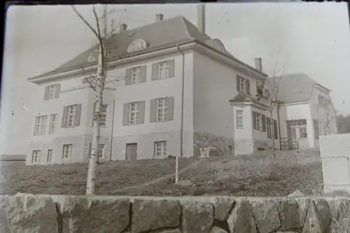 tolles altes Glasnegativ - großes Gebäude Haus Villa ??    - 1920-30 ?