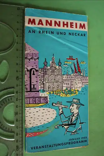 Tolles altes Veranstaltungsprogramm Mannheim - Januar 1958 mit Stadtplan