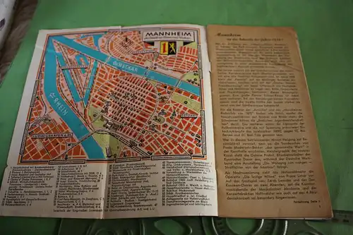 Tolles altes Veranstaltungsprogramm Mannheim - Januar 1958 mit Stadtplan