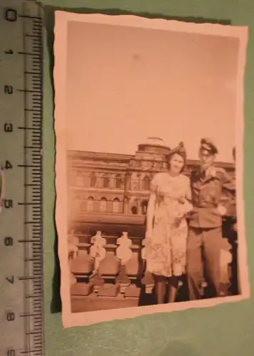 tolles altes Foto -  Dresden Zwinger -  Pilot mit EK I und Frontflugspange 1943