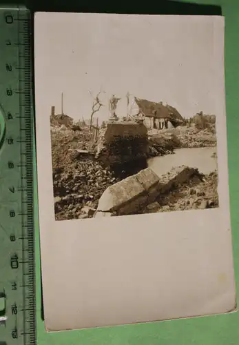 altes Foto - zerstörte Stadt - Denkmal - Frankreich ???? Feldpost 2. Garde-Res.R