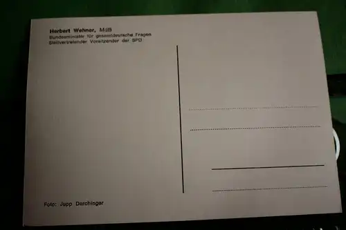 Tolle alte Karte - Bundesminister Herbert Wehner -original Unterschrift ?