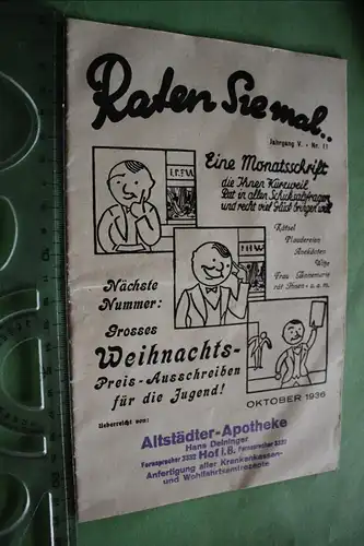 tolle alte Monatsschrift - Raten Sie mal... Oktober 1936 - Altstädter-Apotheke