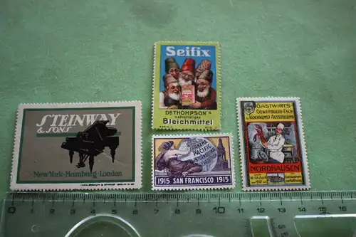 vier tolle alte Reklamemarken ??? Alter ??? 