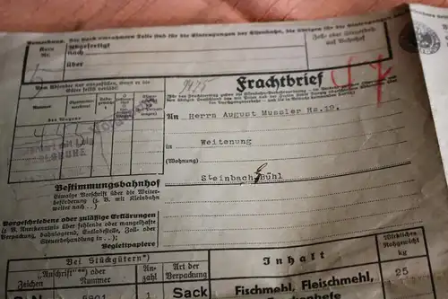 Toller alte Frachtbrief der Reichsbahn 1933 - Süddeutsche Nährmittel GmbH