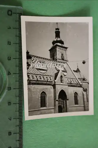 tolles altes Foto - Altstadt Zagreb Kroatien: St.-Markus-Kirche mit Wappen 