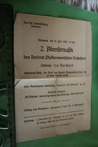 interessantes altes Blatt 2. Abendmusik des Berliner Philha. Orchester  18.07.45