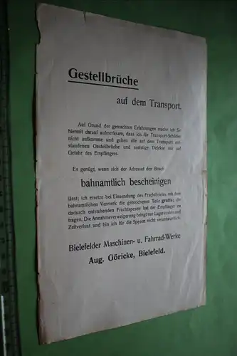 tolles altes Blatt - Langschiff-Nähmaschine - Bielefelder Maschinen- und Fahrrad