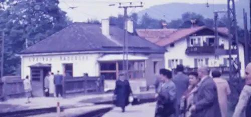 zwei tolle alte Farbdias  bayrische Zugspitzbahn Bahnhof u. Grainau-Radersee 50e