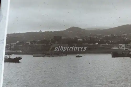 drei tolle alte Glasnegative - Hafen Panzerschiff , Dampfschiff   1900-1920 ??