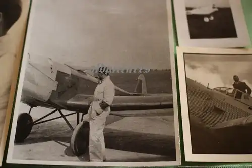 vier tolle alte Fotos - Pilot und alte Flugzeuge 1936 Franz Eichinger ?