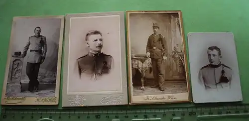 vier tolle alte CDV Fotos - Portraits Soldaten - St. Polten, Wien, Mostar