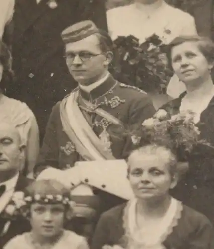 tolles altes Grupenfoto - Hochzeitsgesellschaft - Studenten, Männer mit Orden