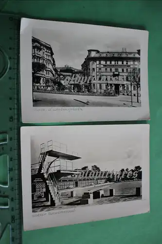 zwei tolle alte Fotos ?  Graftschaft Glatz - Schwimmbad u. Wilhelmsplatz