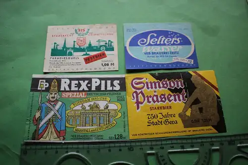 vier tolle alte Bier- Etiketten - Brauereien - DDR 