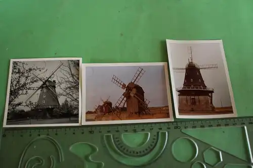 drei tolle alte Fotos - zwei in Farbe - Windmühlen -  1969