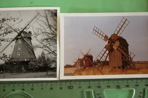 drei tolle alte Fotos - zwei in Farbe - Windmühlen -  1969