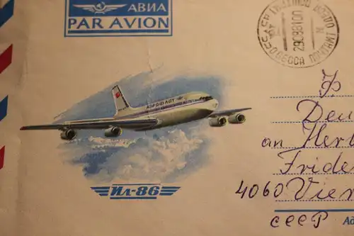 toller alte Briefumschlag mit Flugzeug Aeroflot IL86 als Motiv