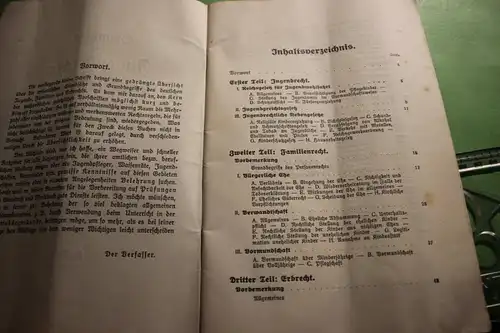 tolles altes Heft - Grundsätze des Jugendrechts, Familienrechts usw. 1928