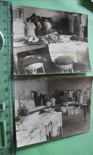 zwei tolle alte Fotos - Textilgeschäft - 1910-1930 ??? 