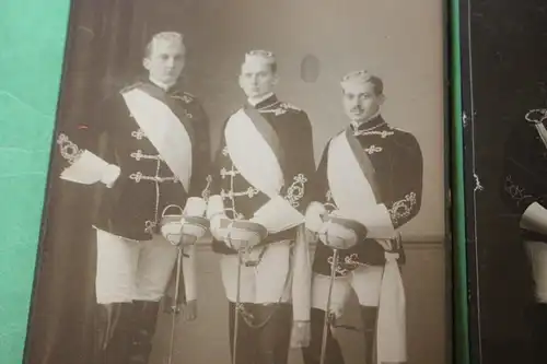 drei tolle alte Kabinettfotos Portrait Studenten mit Korbschläger - Bonn u. Müns