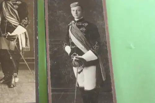 drei tolle alte Kabinettfotos Portrait Studenten mit Korbschläger - Bonn u. Müns