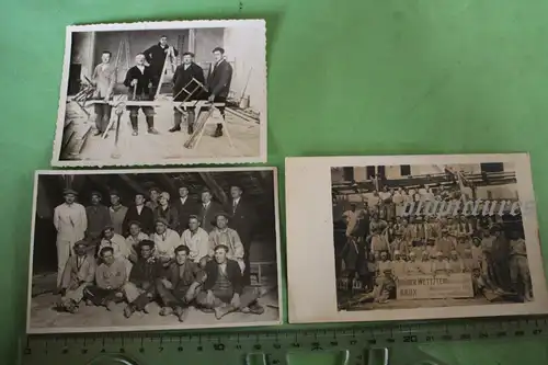 drei tolle alte Fotos - Mitarbeiter der Firma Brüder Wettstein - Brüx - 1910-30?