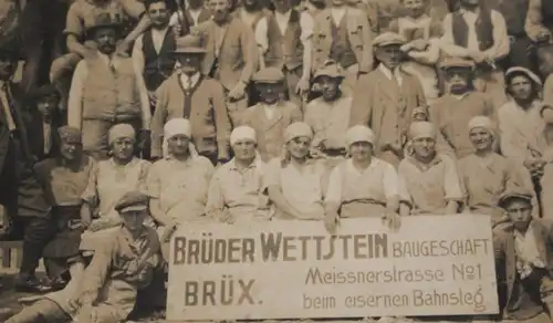 drei tolle alte Fotos - Mitarbeiter der Firma Brüder Wettstein - Brüx - 1910-30?