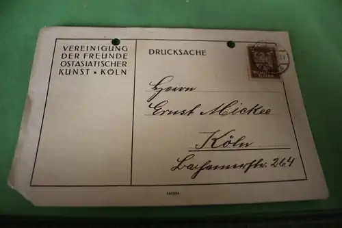 tolle alte Karte der Vereinigung der Freunde Ostasiatischer Kunst - Köln - 1924