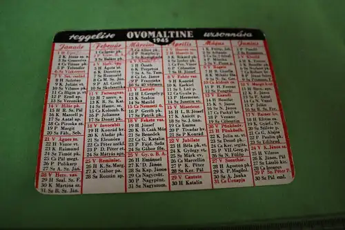 toller alter Handkalender von Ovomaltine - 1945 - Schweiz