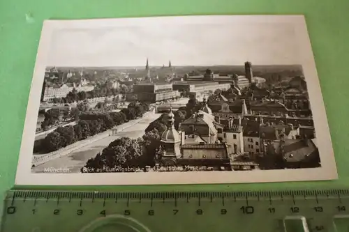tolle alte Karte - München Blick auf die Ludwigsbrücke und Deutsches Museum 1954