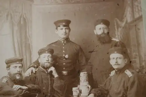 Tolles altes Kabinettfoto - Soldaten 1891 Reserve-Übung in Mainz