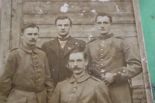 Tolles altes Kabinettfoto -  vier Soldaten - Dorfen -  Bayern