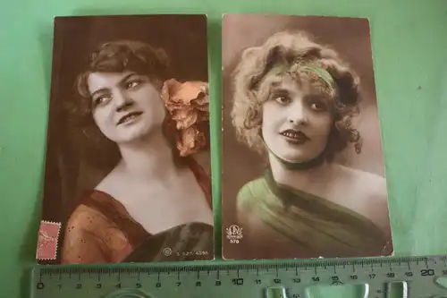 zwei tolle alte Karten - Portraits hübscher Frauen - Frankreich 1900-1910?