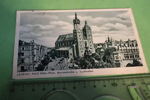 tolle alte Karte - A.H. Platz , Marienkirche und Tuchhallen - Krakau 1942