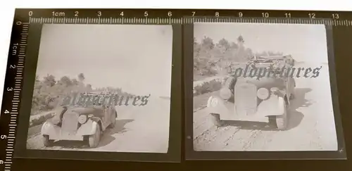 zwei tolle alte Negative - Soldaten mit PKW - Truppenzeichen G ?? 