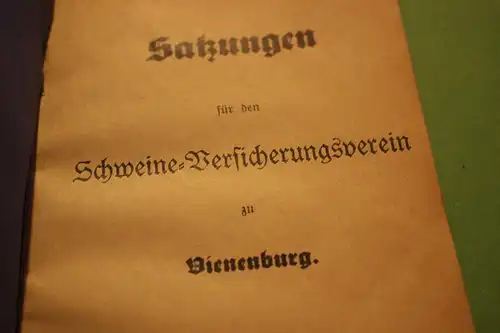 tolle alte Satzung des Schweine-Versicherungsverein Vienenburg von 1904