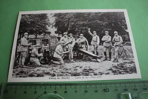 tolle alte Karte - franz. Soldaten Camp de Mailly -75mm Geschütz  - Frankreich