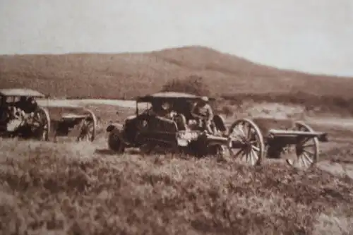 tolle alte Karte - französische Halbkettenfahrzeuge mit Artillerie- Frankreich